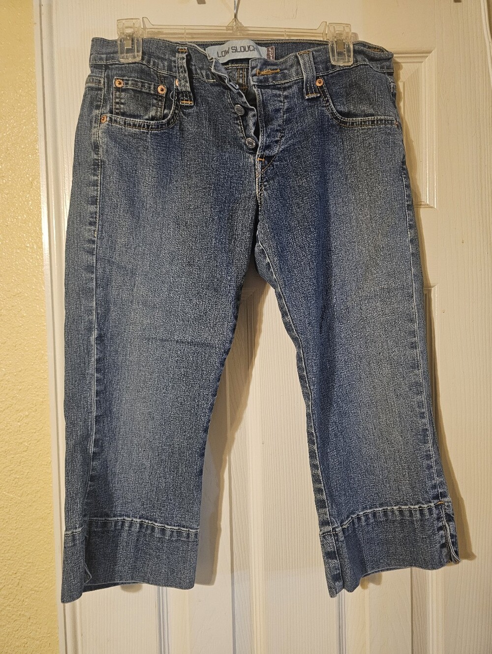 Levi's Medium Blue Cropped Button-Fly Jeans